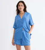 Triumph Amourette Jacquard Boyfriend Shirt Πουκαμίσα Πιτζάμας με Κοντό Μανίκι