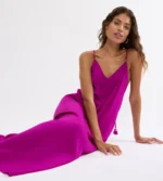 Triumph Summer Satin Dress Μακρύ Φόρεμα Παραλίας με V Λαιμόκοψη - Image 3