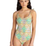 Blu4U Lila Damask Ολόσωμο Μαγιό με Τύπωμα Πετρόλ