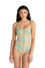 Blu4U Lila Damask Ολόσωμο Μαγιό με Τύπωμα Πετρόλ
