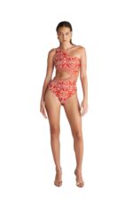 Blu4U Coral Damask Ολόσωμο Μαγιό με Έναν Ώμο Κοραλί - Image 2