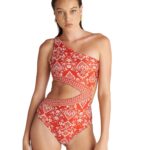 Blu4U Coral Damask Ολόσωμο Μαγιό με Έναν Ώμο Κοραλί