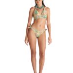 Blu4U Lila Damask Brazilian Μπικίνι Σλιπ με Πλαϊνό Δέσιμο