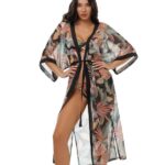 Bluepoint Hot Tropic Γυναικείο Μακρύ Κιμονό / Καφτάνι Παραλίας
