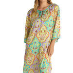 BLU4U Γυναικείο Μακρύ Φόρεμα Παραλίας Lila Damask