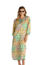 BLU4U Γυναικείο Μακρύ Φόρεμα Παραλίας Lila Damask