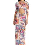 BLU4U Floral Escape Γυναικείο Ημιδιάφανο Μακρύ Φόρεμα Παραλίας / Καφτάνι