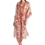 Blu4u Coral Damask Γυναικείο Μακρύ Καφτάνι Κιμονό – Coral