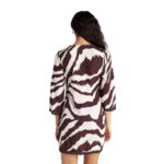 BLU4U Zebra Stripes Γυναικείο Μακρυμάνικο Καφτάνι Παραλίας – Λευκό / Καφέ - Image 2