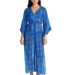 BLU4U Blue Ikat Γυναικείο Μακρύ Φόρεμα Παραλίας / Καφτάνι με Λάστιχο