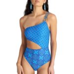 Blu4u Blue Ikat Ολόσωμο Μαγιό με Έναν Ώμο - Μπλε