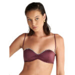 Blu4u Stripes and Spots Strapless Μπικίνι Τοπ - Μπορντό