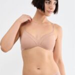 Γυναικείο Σουτιέν Sloggi - Μπεζ Bralette Χωρίς Μπανέλα με Δαντέλα
