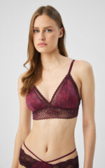 Γυναικείο Σουτιέν Minerva Rosa Bralette - Μπορντό Floral με Δαντέλα