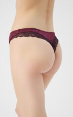 Γυναικείο Σλιπ Minerva Rosa String - Μπορντό Floral με Δαντέλα - Image 3