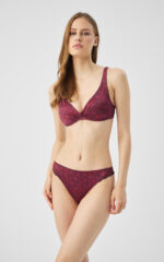 Γυναικείο Σλιπ Minerva Rosa String - Μπορντό Floral με Δαντέλα - Image 2