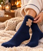 Γυναικείες Κάλτσες με Ανάγλυφο Αρκουδάκι Teddy Bear – 5 Χρώματα - Image 4