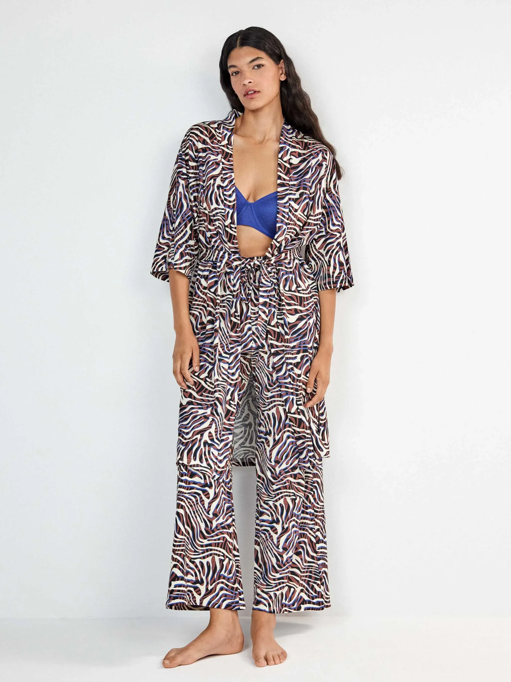 20420U Γυναικείo Κιμονό Ρόμπα Gisela - Μακριά με Zebra Print - Image 1