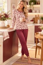 Γυναικεία Πιτζάμα Plus Size  – Μπλε Φλοράλ Βαμβάκι - Image 2